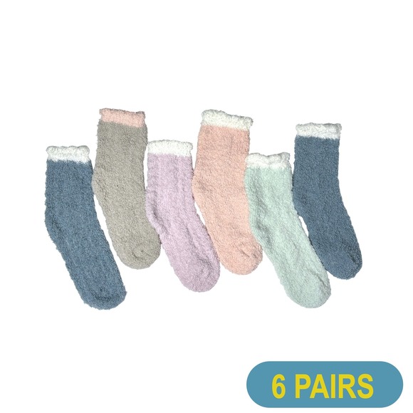 No Brand Accessories - Fashion Fuzzy Thick Winter Socks One Size Colorful Pastel Bright 6 PACK‎ NEW